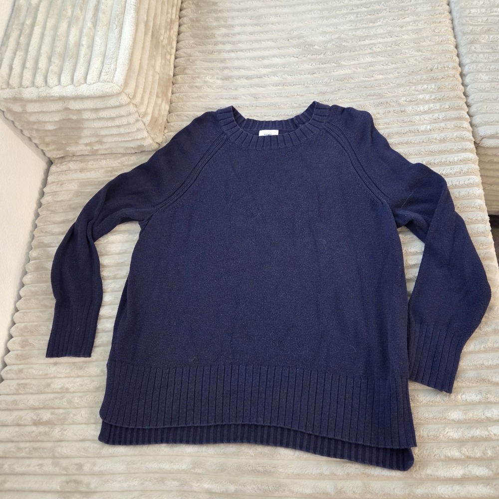 Old Navy Sweater Womens Large L Navy Blue Crewneck Knit Raglan Sleeve Pullover